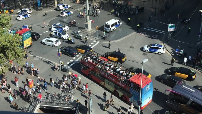 Centre of Barcelona, near Ramblas, after the attack.