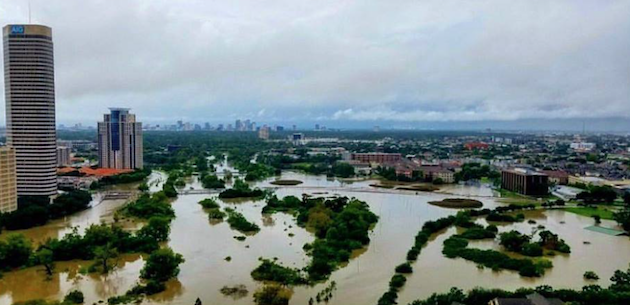 Flooding in the city of Houston, on Monday. ,houston, floods, texas