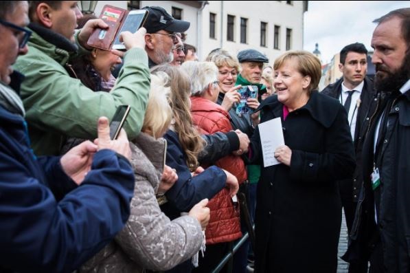 Angela Merkel, arriving in Wittenberg on 31 Octobter 2017, ahead of her speech on Reformation Day. / Instagram Bundeskanzlerin,