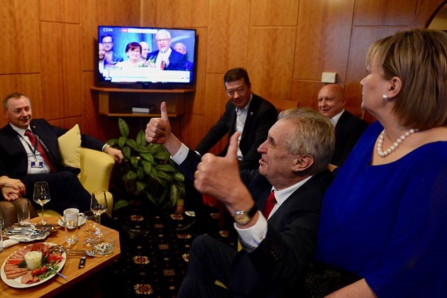 Milos Zeman celebrates his victory on January 27. / Facebook M. Zeman,