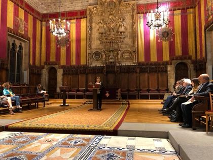 The event to commemorate Protestantism was held in the Hall of Cent, one of the most emblematic places of the Town Hall.  / Jaume Torrado.
