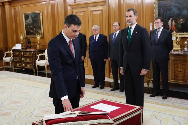 Pedro Sánchez, during the inauguration ceremony as the new President of Spain. / Casa Real,