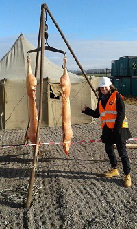 Šárka preparing to enjoy a celebration at a work site. /  Šárka Berankova