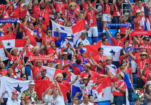 Supporters of Panama at the World Cup game against England. / FEPAFUT, Panama Football Federation Twitter