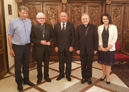 Photo of a recent meeting in Bulgaria of Rev. Stoicho Apostolov, Bulgarian Baptist Union President; Cardinal Walter Casper, President Emeritus of the Pontifical Council for Promoting Christian Unity; Rev. Rumen Bordjiev, Bulgarian Evangelical Alliance President; Archbishop Anselmo Pecorari, Apostolic Nuncio to Bulgaria and FYR Macedonia; Greta Ganeva, Bulgarian Evangelical Alliance secretary. / Bulgarian Evangelical Alliance