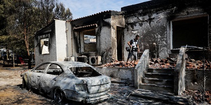 One of the houses burnt in the Mati wildfires. / Eleftheros Typos