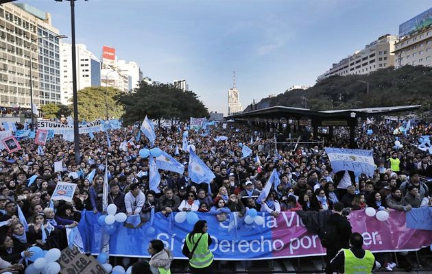 According to the organizers, more than 650,000 people marched this Saturday in Buenos Aires, expressing their opposition to abortion.. ,