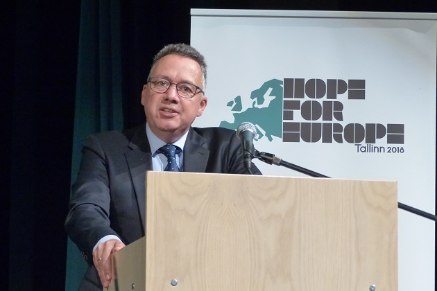 Frank Hinkelmann, at Hope for Europe in Tallinn. /  EEA, Christoph Grötzinger