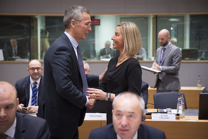 The NATO General Secretary, Jens Stoltenberg, and the High Representative of Foreign Policy of the EU, Federica Mogherini. / NATO Flickr