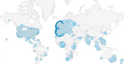 Cities visiting Evangelical Focus in 2018. / Google Analytics