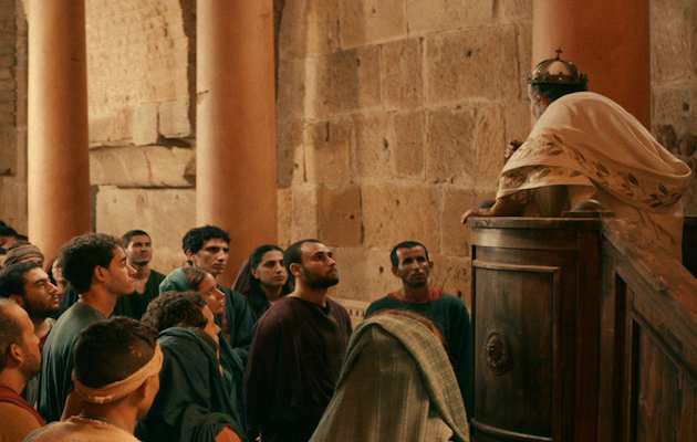 A scene of the film. Agustine listening to the preaching of Ambrose. / Augustine, Son Of Her Tears film,
