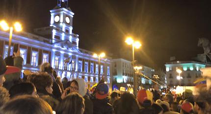 This week hundreds of Venezuelans gathered in the centre of Madrid to protest Maduro's regime. / E.García