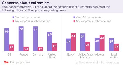 Corcern about extremism. / YouGov.