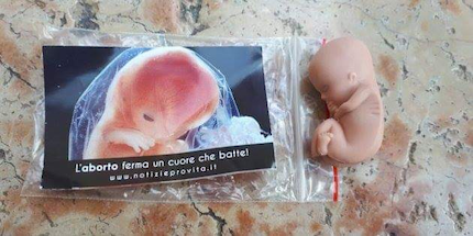 Anti- abortion groups distributed plastic fetuses among the attendees.