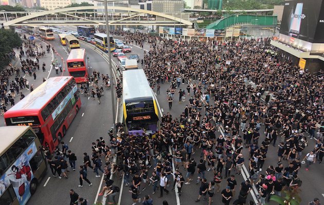 Hundreds of thousands have marched through Hong Kong in the last 10 days. / Twitter @HongKongFP,