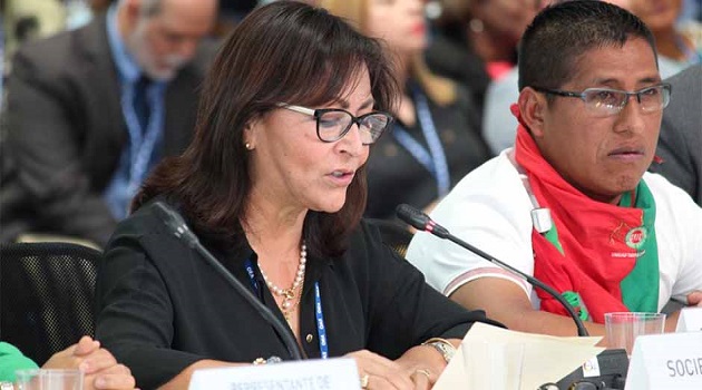 Pastor Milagros Aguayo, an evangelical representative, spoke about the need of strenghtening families in Latin America, during the OAS General Assembly, in Medellín. / ED,