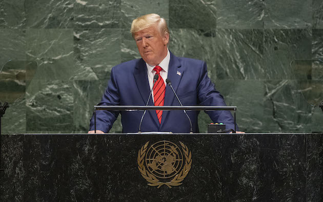 Donald Trumpin the UN General Assembly . / UN Photo, Cia Pak,