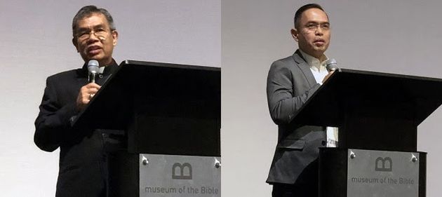 Bishop Efraim Tendero and Dr Lloyd Estrada, speaking at the Launch of WEA AD2020 Global Year of the Bible. / WEA.,