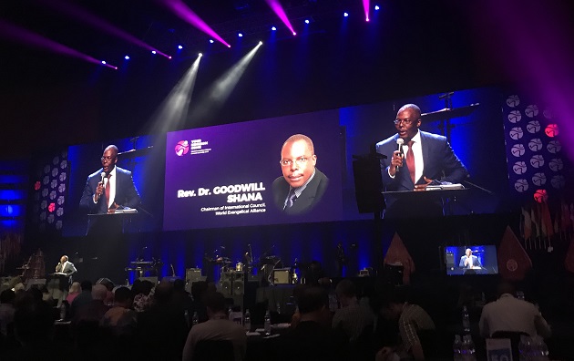 Goodwill Shana, CHair of the WEA International Council, addresses the 2019 WEA GA, in Jakarta, Indonesia. / Vlady Raichinov,