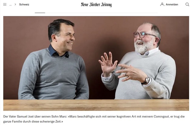 Marc Jost and father Samuel, in an the article published on 21 Juanuary on Swiss newspaper NZZ's website. / Capture nzz.ch,