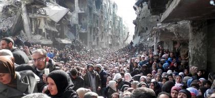 Image from the United Nations Relief and Works Agency (UNRWA): Yarmouk refugee camp, February 2014, via Lausanne Movement.