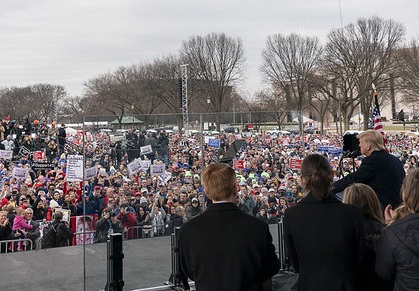 Trump addresses the crowd during the 2020 March For Life. / White House