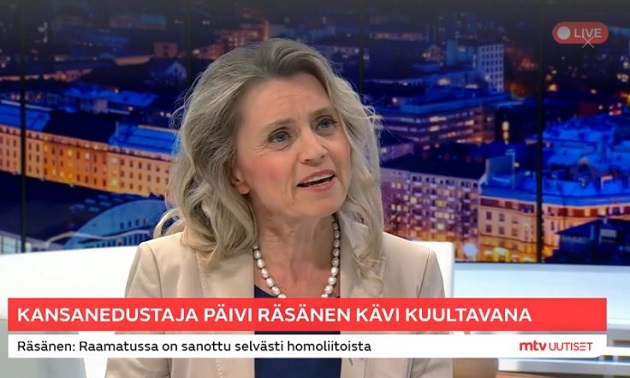 Päivi Räsänen in an interview with Finnish TV broadcaster Mtv Uutiset. / Screenshot Mtvuutiset,