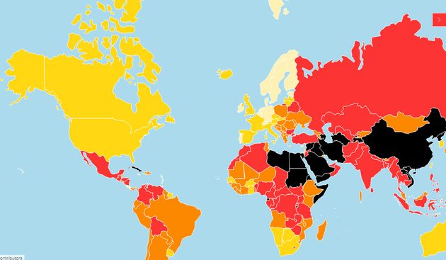 Map of the 2020 World Press Freedom Index. / RSF.,