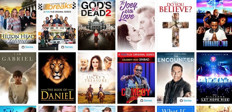 Some films on offer on Pure Flix. ,