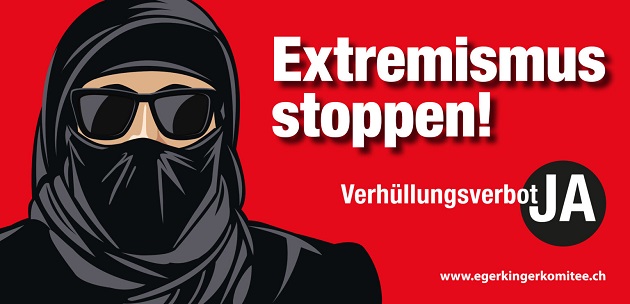 Stop extremism, says the campaign asking for a yes in the referendum. / Verhüllungsverbot Facebook