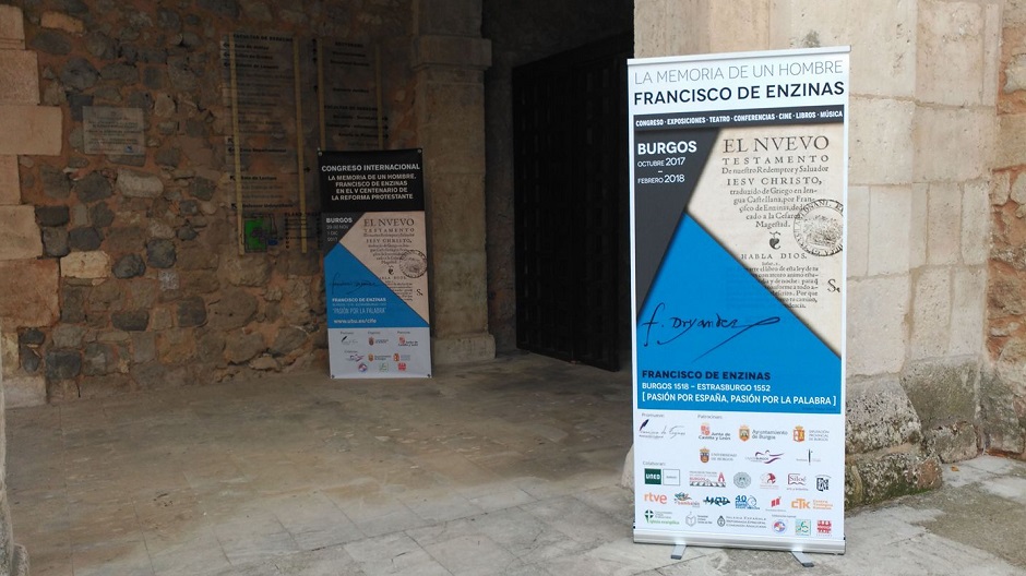 Photo of a cultural event in Burgos Spain, addressing the figure of Francisco de Enzinas in Spanish Protestantism, December 2017. / <a target="_blank" href="https://www.facebook.com/FranciscodeEnzinas/">Facebook Francisco de Enzinas</a>,