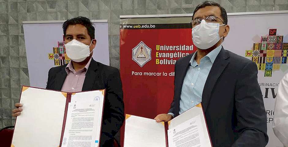 Signing of the agreement between the Bolivian Evangelical University and the Ministry of Health. / ED.,