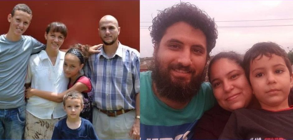 Yéremi Blanco (left) and Yarián Sierra (right), with their families. Both are being held by the Cuban authorities.,