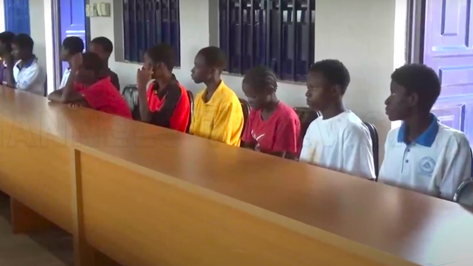 An image of some of the freed students in the facilities of the Bethel Baptist High School in Kaduna. / Image: <a target="_blank" href="https://www.youtube.com/watch?v=kaut7DPpYOo&t=30s">Channels TV</a>,