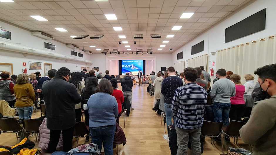 A united prayer gathering  for Ukraine in Barcelona, Spain. / Photo: Cecmavi, <a target="_blank" href="https://protestantedigital.com/">Protestante Digital</a>,