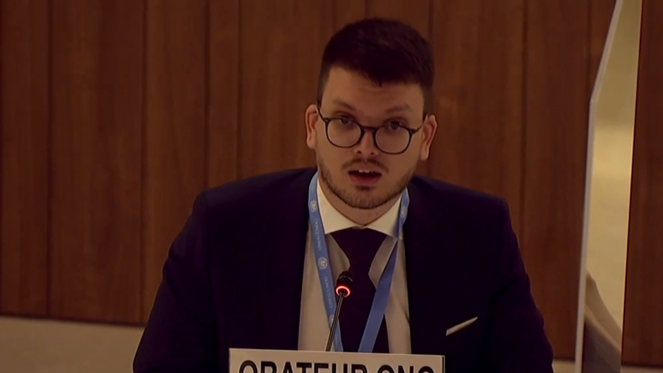 Markus Hofer, representative of the World Evangelical Alliance Geneva Office, sepaking at the 49th session of the United Nations Human Rights Council, on 8 March 2022. / Photo: <a target="_blank" href="https://un.worldea.org/">WEA Geneva Office</a>,