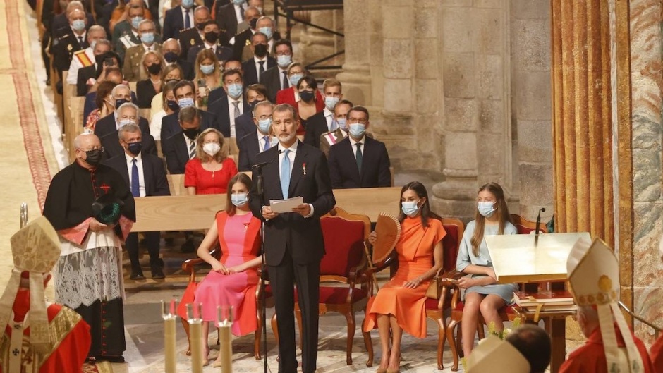 Felipe VI takes the floor during the Mass at the Offering to the Apostle St. James. /<a target="_blank" href="https://www.casareal.es/ES/Paginas/home.aspx">Photo: Casa Real</a>.,