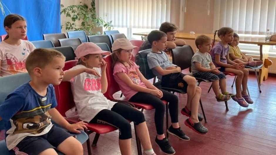 Ukrainian children participating in a summer camp of the WEA Children’s Network. <a target="_blank" href="https://children.worldea.org/">WEA Children’s Network</a>,