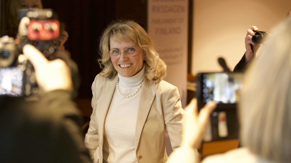 Christian parliamentarian Päivi Räsänen, at the Helsinki Court in February 2022. / Photo: M. Korhonen, Uusi Tie.,