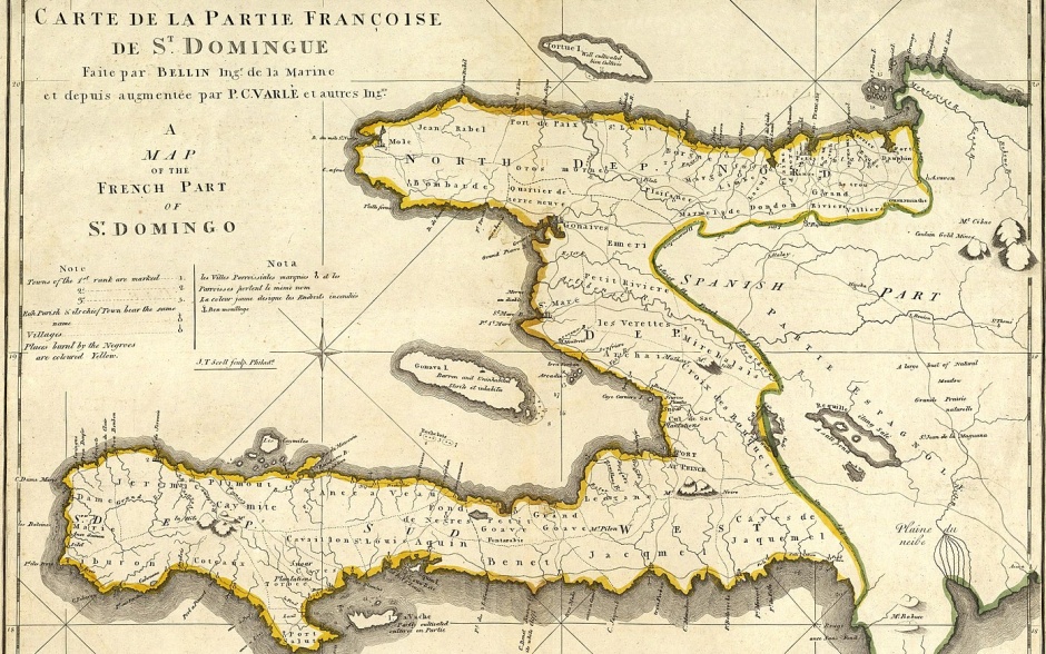 A map from the 18th century of the French part of the isle of Saint Domingue (Haiti). / Public Domain.,