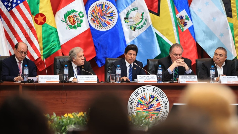 Peruvian President Pedro Castillo opens OAS General Assembly's dialogue with civil societies, on 4 October 2022. / Photo: <a target="_blank" href="https://twitter.com/OEA_oficial">OEA Twitter</a>.,