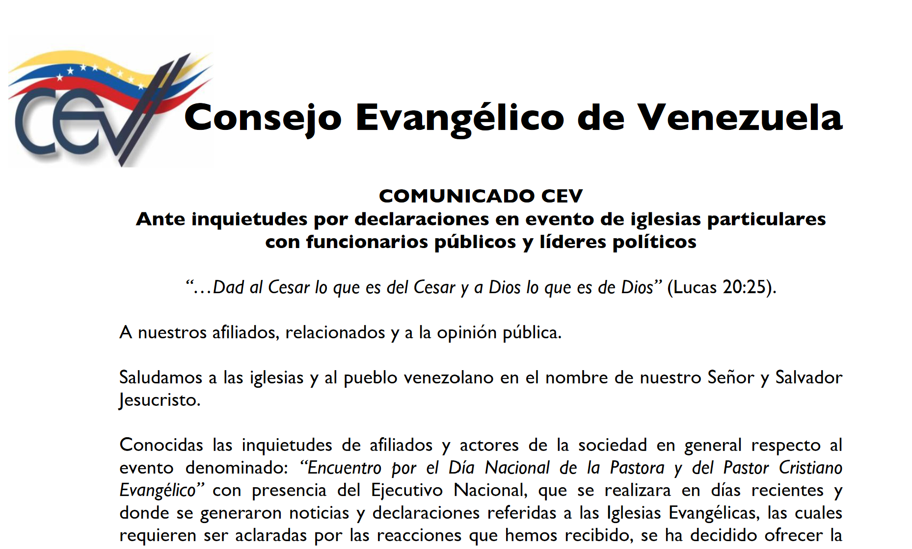 Maduro digs into the division among Venezuelan evangelicals
