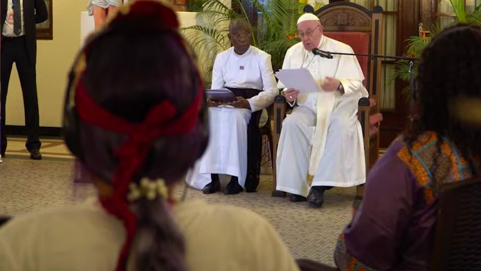 Francis in one of his speeches during his visit to the Democratic Republic of Congo / Screenshot, YouTube.,