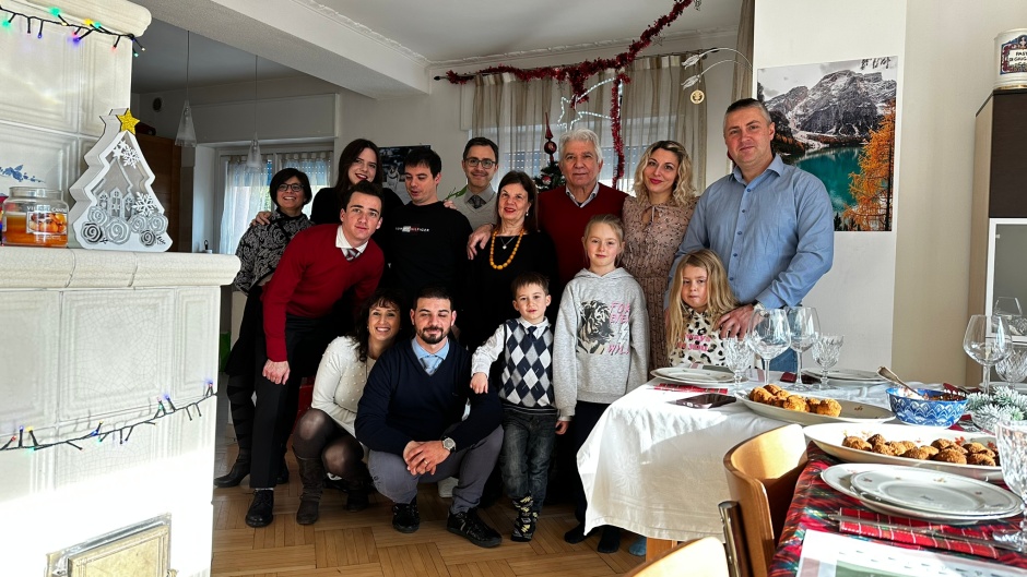 A Christmas dinner at Rosa's home with their Ukrainian family. / All photos: Rosa Calisti.,