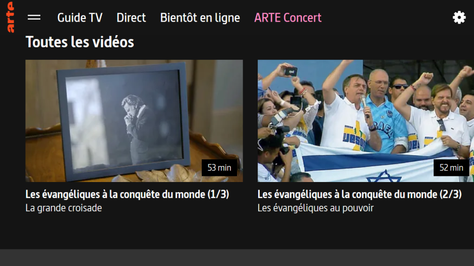 The documentary series on evangelicals and power is available on th website of the French broadcaster ARTE. / Screenshot: <a target="_blank" href="https://www.arte.tv/fr/videos/RC-023779/les-evangeliques-a-la-conquete-du-monde/">Arte France</a>.,