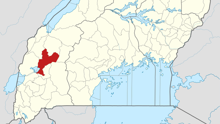 Location of Kamwenge District in Uganda. / OpenStreetMap contributors, Jarry1250, NordNordWest, (Creative Commons).,