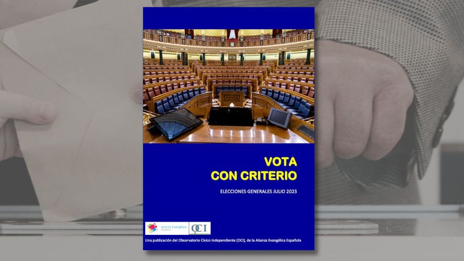 Cover of Vote with an informed opinion, published by the Spanish Evangelical Alliance in July 2023.,