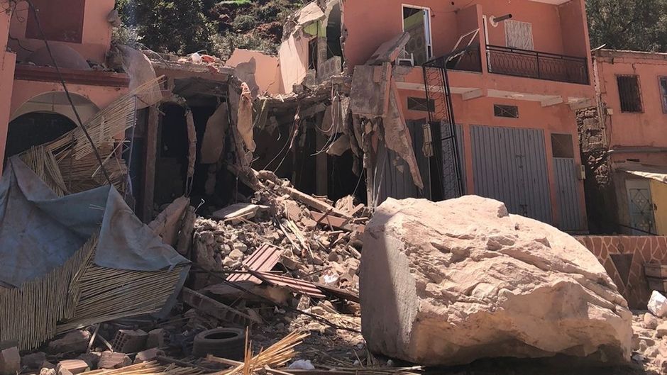 Many houses in neighbouring villages in the Atlas Mountains have been destroyed. / Courtesy of Andrés Prins.,
