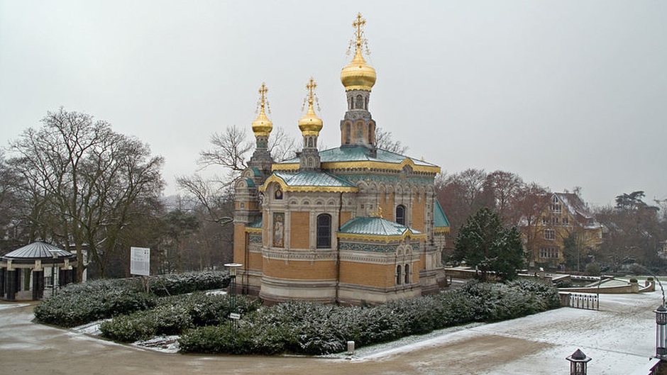 Russian Orthodox Church of St. Maria Magdalena in Darmstadt, Germany. / <a target="_blank" href="https://commons.wikimedia.org/wiki/File:Darmstadt-Mathildenhoehe_Russische_Kapelle_2005-12-26a.jpg">Heidas</a> Wikimedia Commons.,