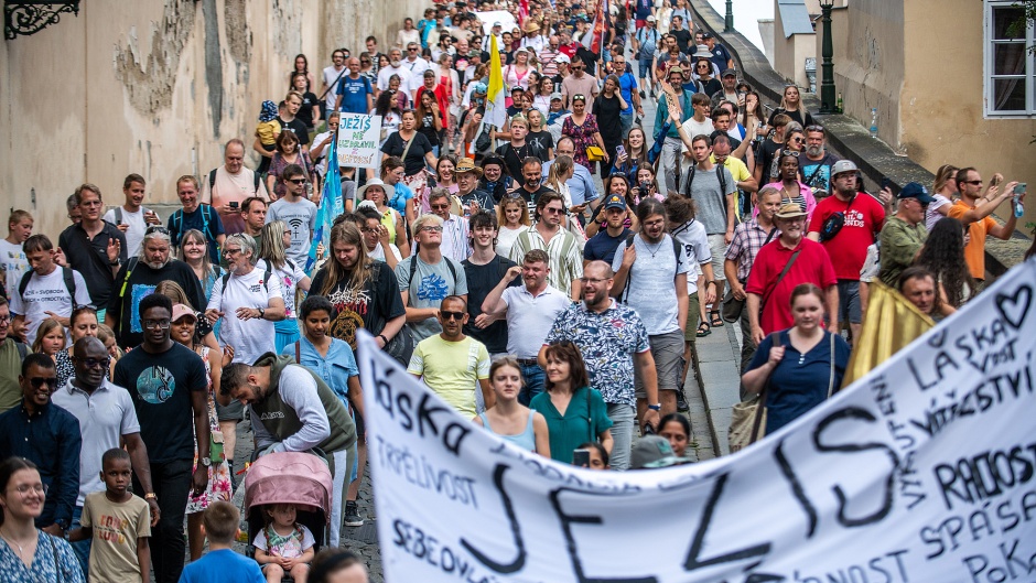 A moment of the Jesus March in Prague, on 3 August 2024. / Photo: Martin Čulý.,